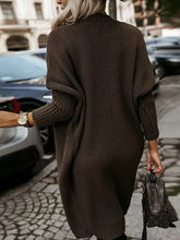 Cardigan a coste in tonalità terra verde oliva, stile base leggermente elasticizzato