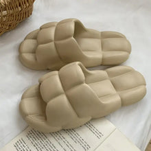 Open Toe Flats Slippers Beige Woman Slippers
