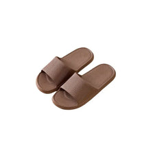 Brown ridged open toe flats slippers with slides