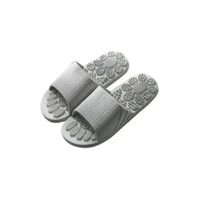 Light gray textured open toe flats slippers with acupressure points