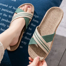 Open Toe Flats Slippers Green Woman Slippers