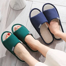 Green and navy open toe flats slippers set with textured insoles