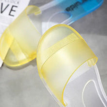 Translucent yellow and white jelly open toe flats slippers