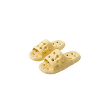 Yellow perforated open toe flats slippers with slide design