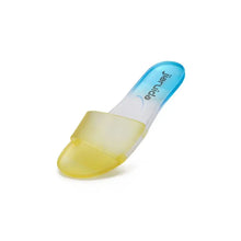Translucent yellow and blue open toe flats slippers jelly slide sandal