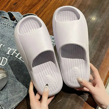 Light purple open toe platform slippers with thick ribbed soles
