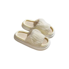 Light open toe platform slippers with ruffled design and textured footbeds