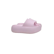 Light pink open toe platform slippers with elevated slide soles