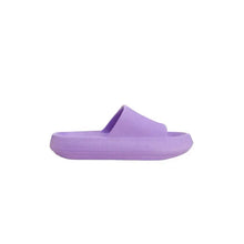 Single lavender open toe platform slipper with thick ribbed sole