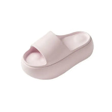Light pink open toe platform slippers with slide design