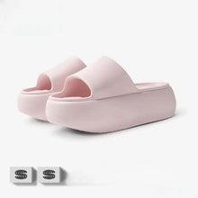 Light pink open toe platform slippers with thick soles