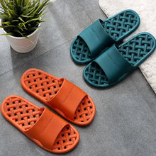 Two pairs of open toe platform slippers in teal and orange with anti-slip, quick-dry soles