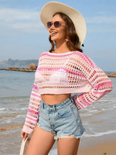 Openwork Boat Neck Dropped Shoulder Cover-Up Swimwear Cover-Ups