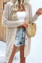 Openwork Button Down Long Sleeve Cardigan Dust Storm Woman Outerwear