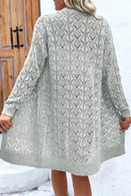 Openwork Button Down Long Sleeve Cardigan Woman Outerwear