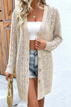 Openwork Button Down Long Sleeve Cardigan Woman Outerwear