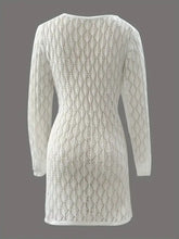 White openwork long sleeve knit dress with delicate pattern
