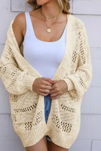 Openwork Open Front Long Sleeve Cardigan Woman Outerwear
