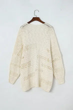 Openwork Open Front Long Sleeve Cardigan Woman Outerwear