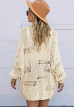 Openwork Open Front Long Sleeve Cardigan Woman Outerwear