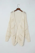 Openwork Open Front Long Sleeve Cardigan Woman Outerwear