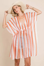 Orange and White Chevron Multi Crochet Lace Cover-Up Dress Orange