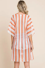 Orange and White Chevron Multi Crochet Lace Cover-Up Dress