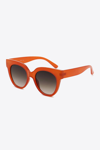 Orange Cat-Eye Sunglasses with Gradient Lenses and Case Deep Red One Size
