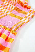 Orange Checkered Strapless Maxi Sundress Maxi Dresses