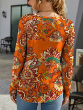 Orange Floral Long Sleeve Top for Women