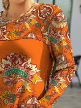 Orange Floral Long Sleeve Top for Women Woman T Shirts