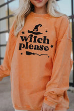 Orange graphic dropped shoulder long sleeve Halloween witch sweatshirt