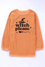 Orange graphic dropped shoulder long sleeve Halloween sweatshirt with witch please design