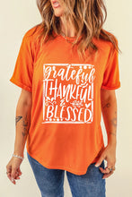 Orange Grateful Thankful Blessed Cuffed Sleeve T Shirt for Women