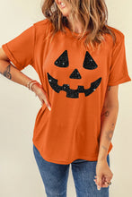 Orange Halloween Pumpkin Glitter T-Shirt for Women Orange