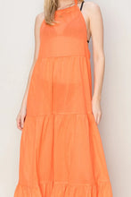 Orange Halter Neck Maxi Dress Cotton Voile Swimwear Cover Up