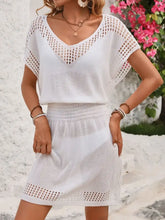 Orange Knit Crochet Swim Cover-Up Dress for Women Swimwear Cover-Ups