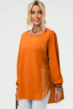 Orange Long Sleeve High Low Tunic for Women Woman T Shirts