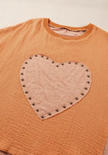 Orange Oversized Heart T Shirt and Patterned Shorts Set for Women Woman T Shirts