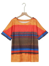Orange Red and Brown Striped T Shirt for Women Woman T Shirts