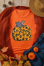 Orange T-Shirt with Leopard Print Pumpkin Design for Women Woman T Shirts