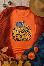 Orange T-Shirt with Leopard Print Pumpkin Design for Women