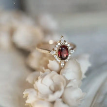 Oval Cut Ruby and Diamond Halo Ring in Sterling Silver with Matching Box