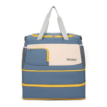 Oversize Oxford Cloth Duffel Bag Blue Beige Travel Tote