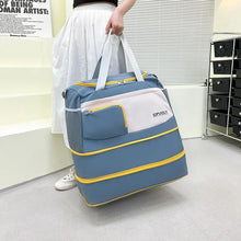 Oversize Oxford Cloth Duffel Bag Blue Beige Travel Tote