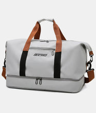 Oversize Oxford Cloth Duffel Bag with Brown Straps for Travel