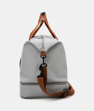 Oversize Oxford Cloth Duffel Bag with Brown Straps for Travel