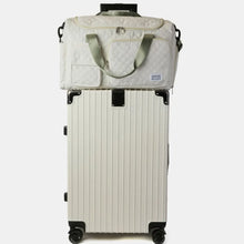 Oversize Quilted Duffel Bag in White Oxford Cloth with Green Straps White One Size