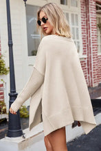 Oversized Beige V-Neck Long Sleeve Sweater for Women Sweater Pullovers