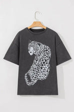 Oversized Gray Leopard Graphic Cotton T-Shirt for Women Woman T Shirts